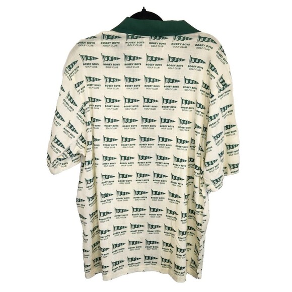 Bogey Boys by Macklemore Flag Print Button-Up Golf Shirt Ivory/Green Large NEW - Picture 4 of 9